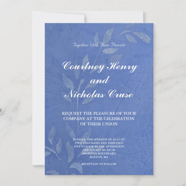 Invitación de boda Blue Vine (Anverso)