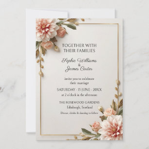 Invitación de boda Blush Dahlia Rose Gold