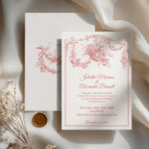Invitación de boda Blush Pink Toile de Jouy París