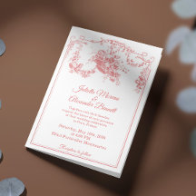 Invitación de boda Blush Pink Toile de Jouy París