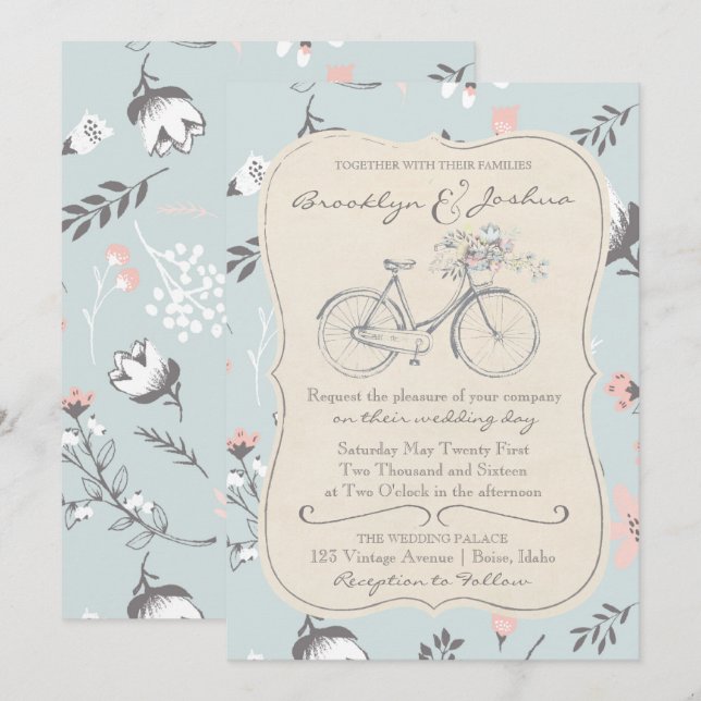INVITACIÓN DE BODA | Boda de amor para bicicleta d (Anverso / Reverso)