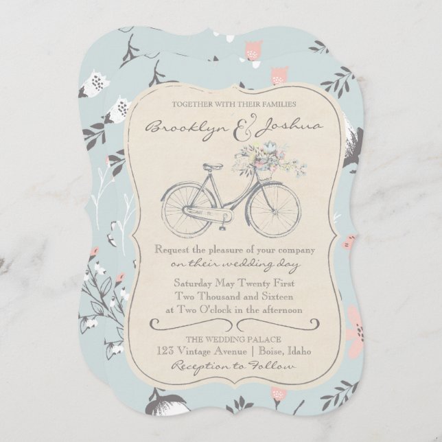 INVITACIÓN DE BODA | Boda de amor para bicicleta d (Anverso / Reverso)