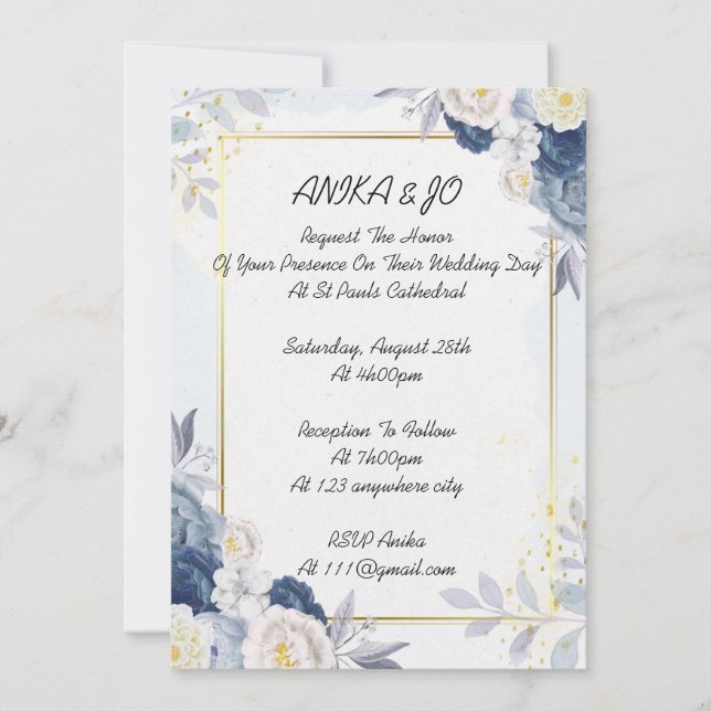 INVITACIÓN DE BODA, BODA FLORAL (Anverso)