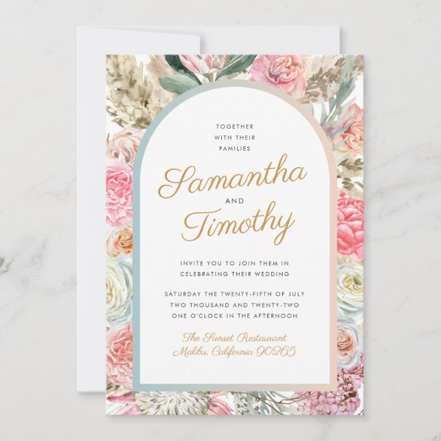Invitación de boda bohemio (Anverso)