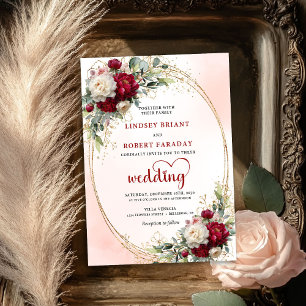 Invitación de boda bohemio burgundy chic floral