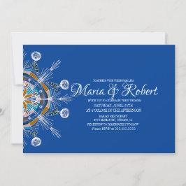 Invitación de boda bohemio colorida mandala azul