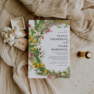 Invitación de boda bohemio de flores silvestres rú