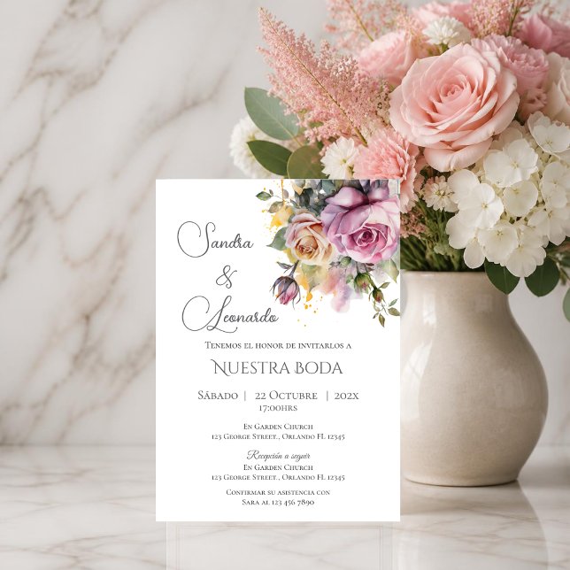 Invitación de boda bohemio en español (Subido por el creador)