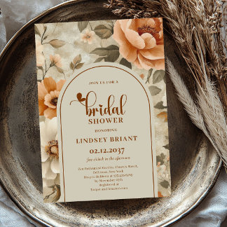 Invitación de boda bohemio floral de cobre
