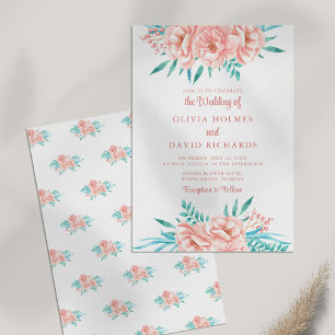 Invitación de Boda Bohemio Melocotón y Floral Tosc