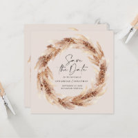 Invitación de boda bohemio moderno de pampas natur