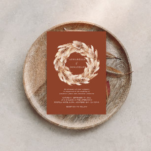Invitación de boda bohemio moderno de pampas natur
