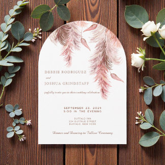Invitación de boda bohemio pampas boho