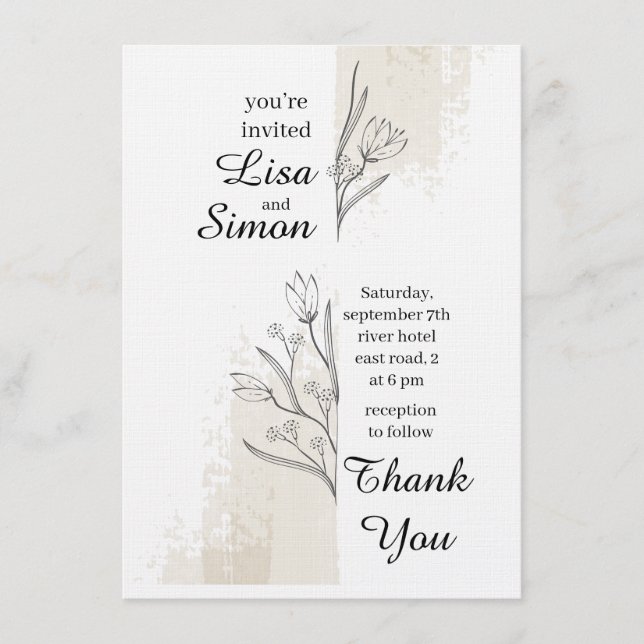 invitación de boda boho (Anverso)