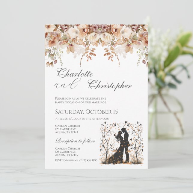 Invitación de boda boho (Anverso de pie)