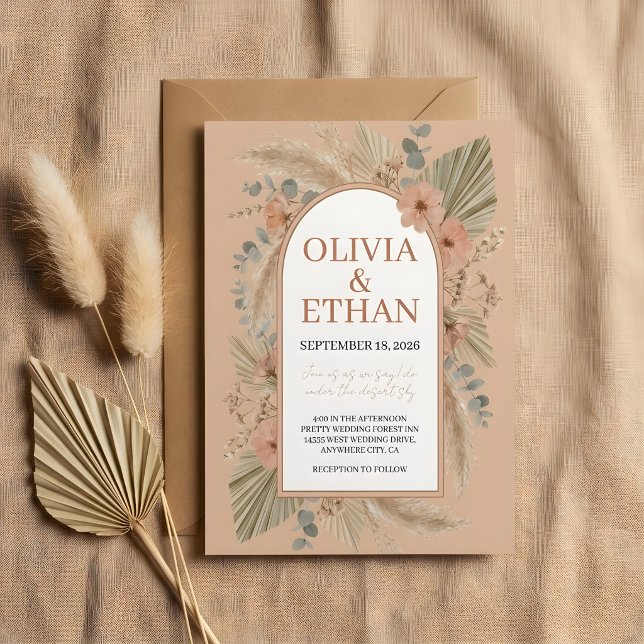 Invitación de boda boho arcilla desierto (Subido por el creador)