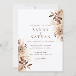 Invitación de boda boho beige floral