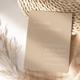 Invitación de boda boho beige moderna y minimalist