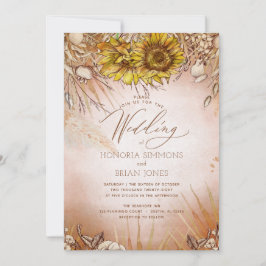 Invitación de boda boho belleza girasol