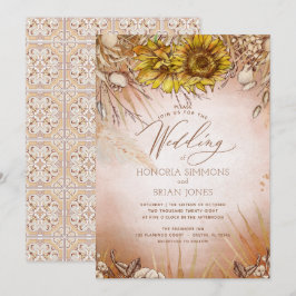 Invitación de boda boho belleza girasol