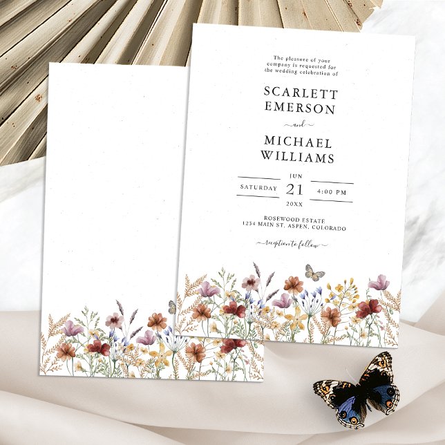 Invitación de boda boho blanca (White Floral Boho Wedding Invitation with Butterfly by Painted Paperie
)