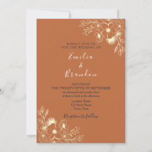 Invitación de boda Boho Burnt Orange
