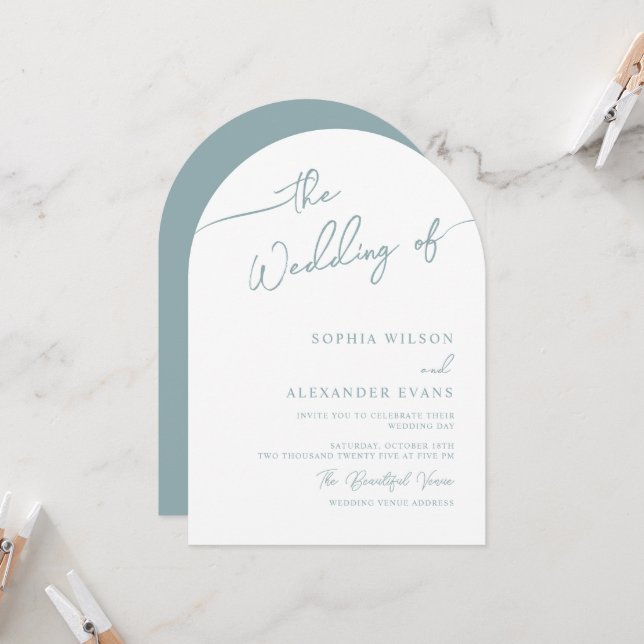 Invitación de boda boho-chic, colores pastel. (Anverso/Reverso In Situ)