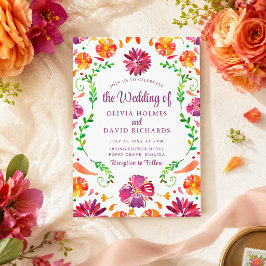 Invitación de boda boho colorida fiesta floral mex