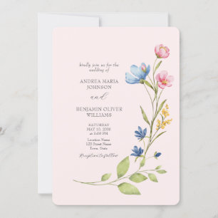 Invitación de Boda Boho con Flores Silvestres y Có