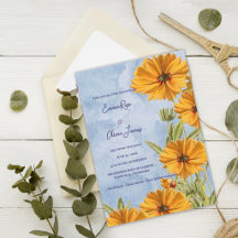 Invitación de Boda Boho con Girasoles en Acuarela