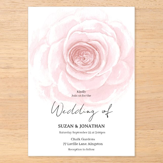 Invitación de boda boho con rubor trendy (Anverso)