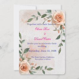 Invitación de boda boho con vegetación