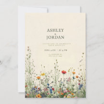 Invitación de boda Boho Cream Wildflower