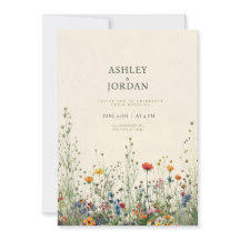 Invitación de boda Boho Cream Wildflower