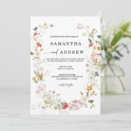Invitación de boda boho de flor silvestre