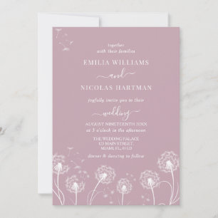 Invitación de boda boho de flor silvestre rosa pol