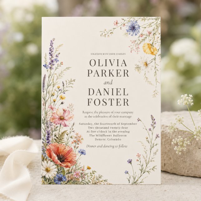 Invitación de boda boho de flores silvestres de pr (Subido por el creador)