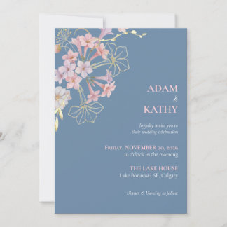 Invitación de boda boho de formas de bandeja rosa 