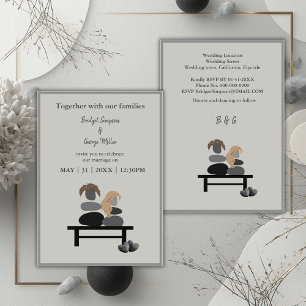 Invitación de boda boho de la pareja Eternal Stone