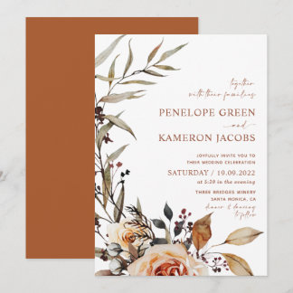 Invitación de boda boho de otoño