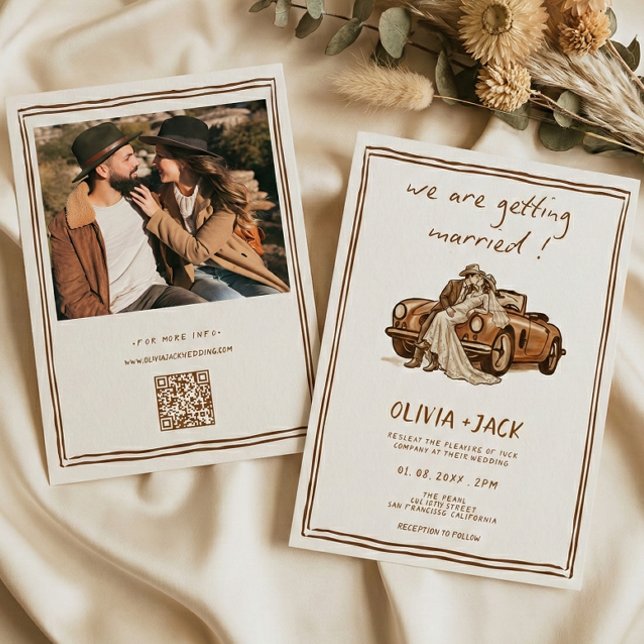 Invitación de boda boho de país occidental con cód (Subido por el creador)