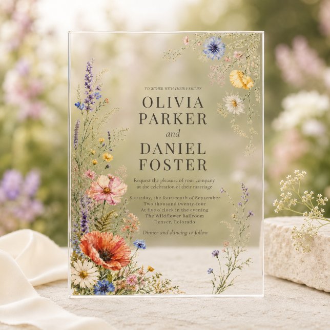 Invitación de boda boho de pradera colorida con fl (Subido por el creador)