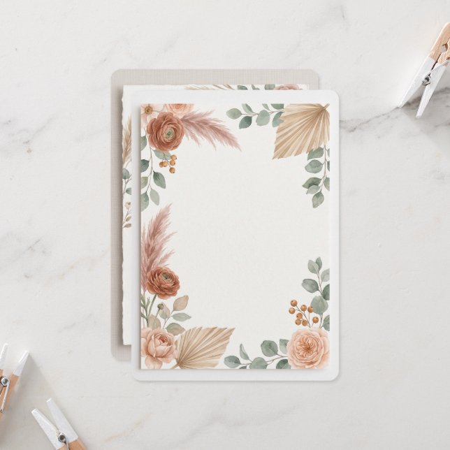 Invitación de boda boho de terracota (Anverso/Reverso In Situ)
