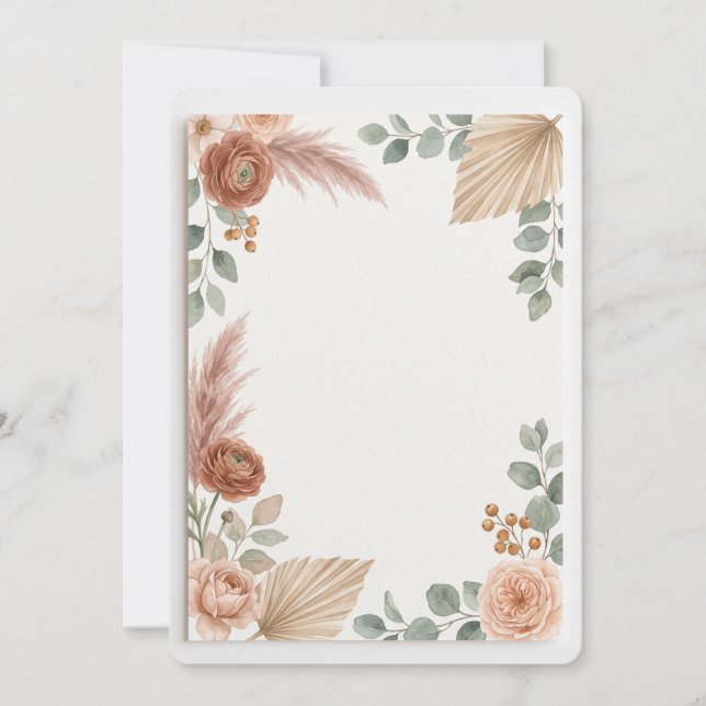 Invitación de boda boho de terracota (Anverso)