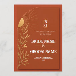 Invitación de boda boho de terracota al sol