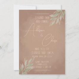 Invitación de boda boho de terracota con minimalis