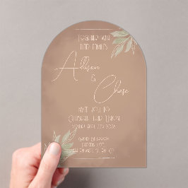Invitación de boda boho de terracota con minimalis