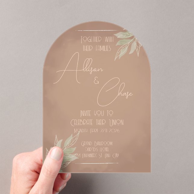 Invitación de boda boho de terracota con minimalis (Insitu (portátil))
