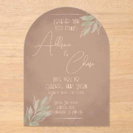 Invitación de boda boho de terracota con minimalis