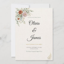 Invitación de boda boho de terracota y eucalipto